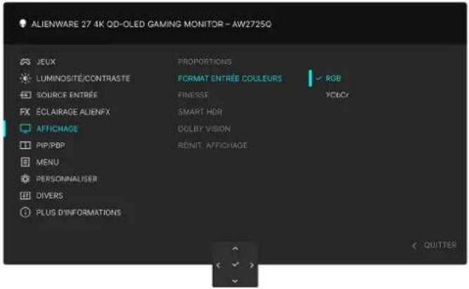 ALIENWARE AW2725Q - Icône Menu et sous-menu Description - 3
