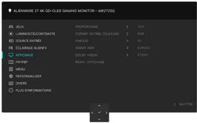 ALIENWARE AW2725Q - Icône Menu et sous-menu Description - 2