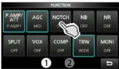 ICOM IC705 - ◇Réglage du filtre Notch manuel - 1