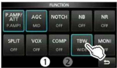 ICOM IC705 - Pour modifier la largeur du filtre en mode SSB : - 1