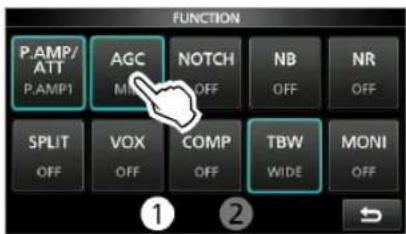 ICOM IC705 - ◇ Sélection des constantes de temps préréglées de l'AGC - 1