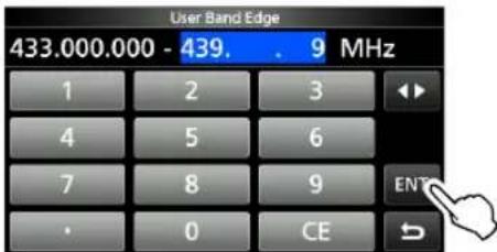 ICOM IC705 - Saisie d'une nouvelle Limite de bande - 3