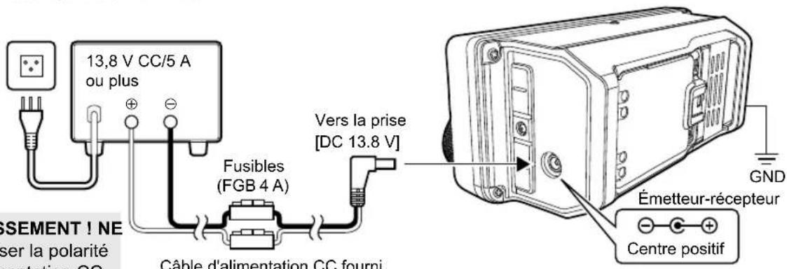 ICOM IC705 - Raccordement d'une alimentation électrique CC externe - 1
