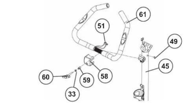 Christopeit ET 3.0 - Attach the handlebar (61) and computer (54) at handlebar support (45). - 1
