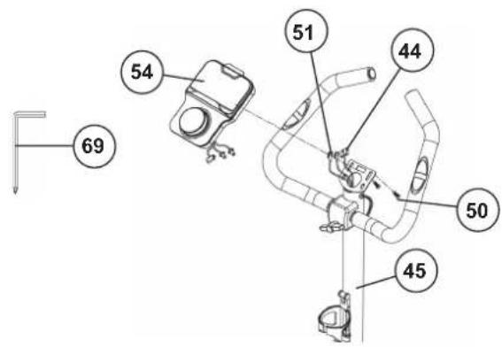 Christopeit ET 3.0 - Attach the handlebar (61) and computer (54) at handlebar support (45). - 2