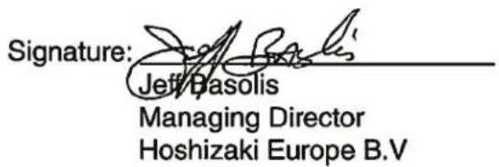 Hoshizaki KM1301SWHE - EU Declaration of Conformity - 1