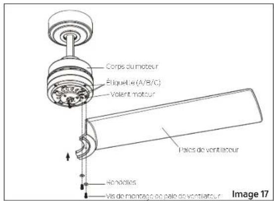 Corps du moteur Élique Lé (A/B/C) Volant moteur Palcs de ventilateur Rondelles Vis de montage de pale de ventilateur Image 17