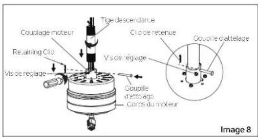 Couplage moteur Tige descendante Clô de retenue Realining Clio Vis de réglage Vis de réglage Vis de réglage Couplile d'attelage Couplile d'attelage Corps du moteur Image 8