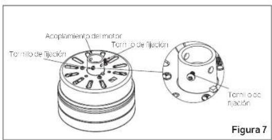 Acoplamiento del motor Tornilo de fijcción Tornilo de fijcción Tornilo de fijación Figura 7