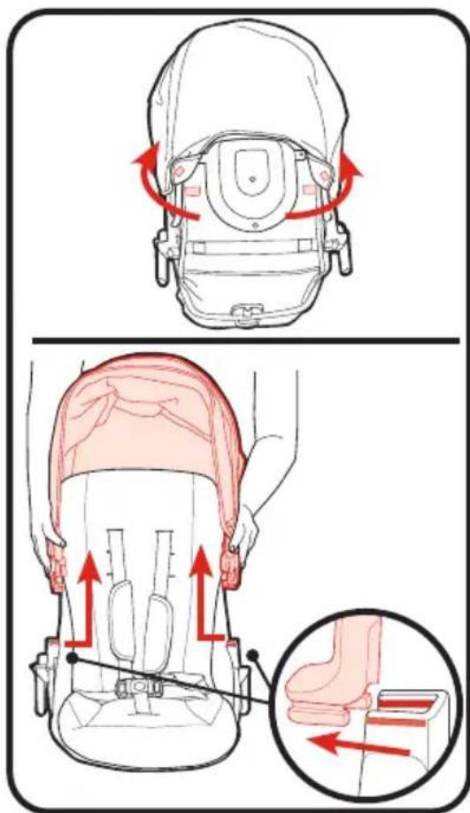 GRACO Ready2Grow 2.0 - Remove Pad from Elevated Seat Frame to Attach Infant Car Seat • Retrait du coussin du cadre du siege surélevé pour fixer le siege d'auto pour bébé • Retire la almohadilla del armazón del asiento elevado para fjar el asiento de automóvil para bébé - 1