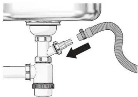 Wisberg WBDW42BB - Abluftschlauch an einen Siphon anschließen - 1