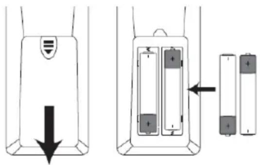 TECHNISAT TECHNIVISTA 43 CL - Batterien in Fernbedienung einlegen: - 1