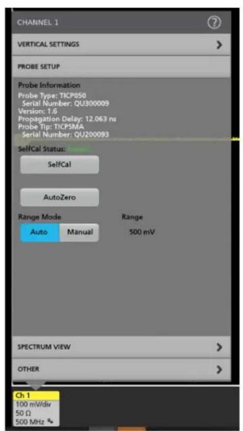 TEKTRONIX TICP100 - Menu Probe Setup (Paramètres de la sonde) - 1
