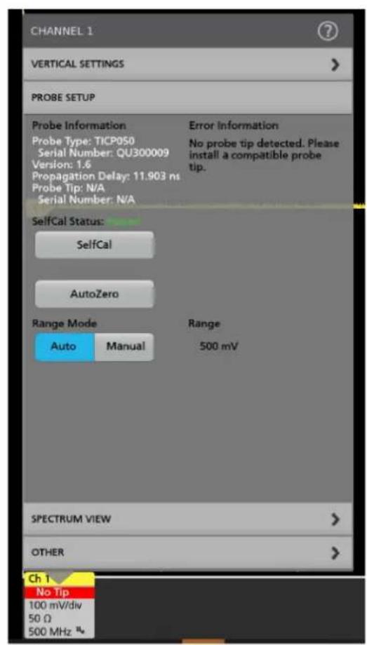 TEKTRONIX TICP100 - Probe Setup menu - 2