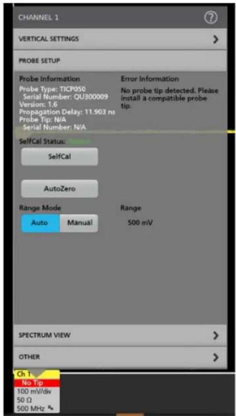 TEKTRONIX TICP100 - Menu „Probe Setup" (Tastkopfeinstellung) - 2