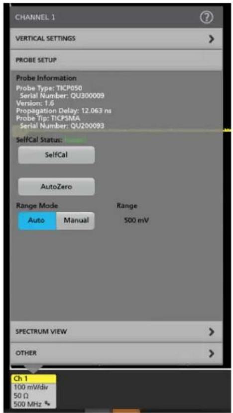 TEKTRONIX TICP100 - Menu Configurazione sonda - 1