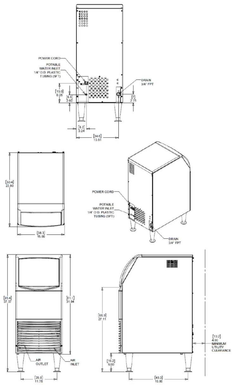 Scotsman CU0920X - Cabinet Layout, CU0415X and CU0715X - 1