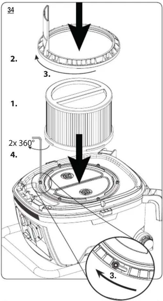 Eibenstock ESS 35LP - Montage Filterpatrone Mounting filter cartridge - 5