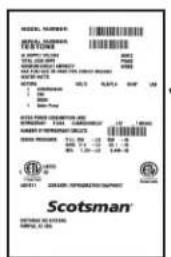 Scotsman UF2020AX1A - Emplacement de la plaque signalétique - 1