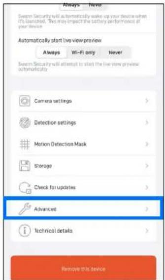 SWANN SONVK876806B2D - Méthode a - VIA le bouton de réinitialisation d'usine APP (si l'état de la caméra est en ligne) - 3