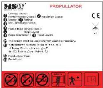 MSW PROPULLATOR 2000C - NAMEPLATE TRANSLATIONS - 1