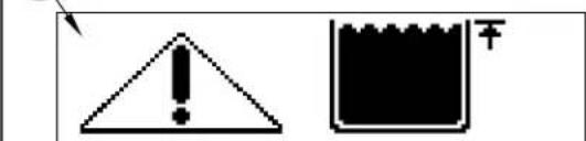 Warning symbol and icon: triangular warning triangle with exclamation mark, and black-and-white notepad with checkmark