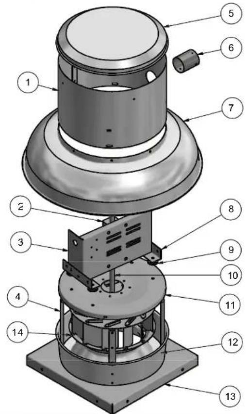 Canarm ALX165DD050EC - ÉVACUATEUR DE LA SÉRIE ALX EN ALUMINIUM REPOSSÉ À DÉBIT VERS LE BAS VUE DÉTAILLée - 1