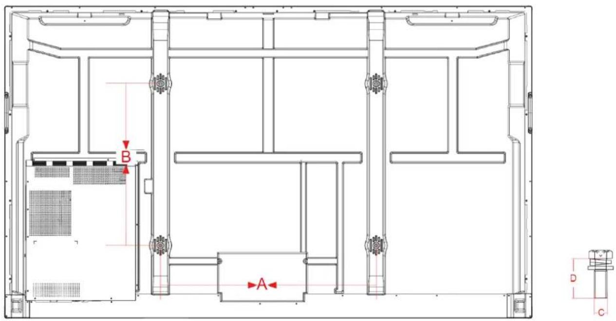 HISENSE 65WE3FE - Spécifications du kit de fixation murale (VESA) - 1