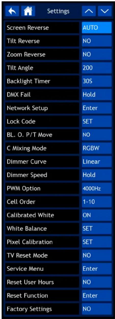 INFINITY Furion FX402 Bar - Menu réglages - 1