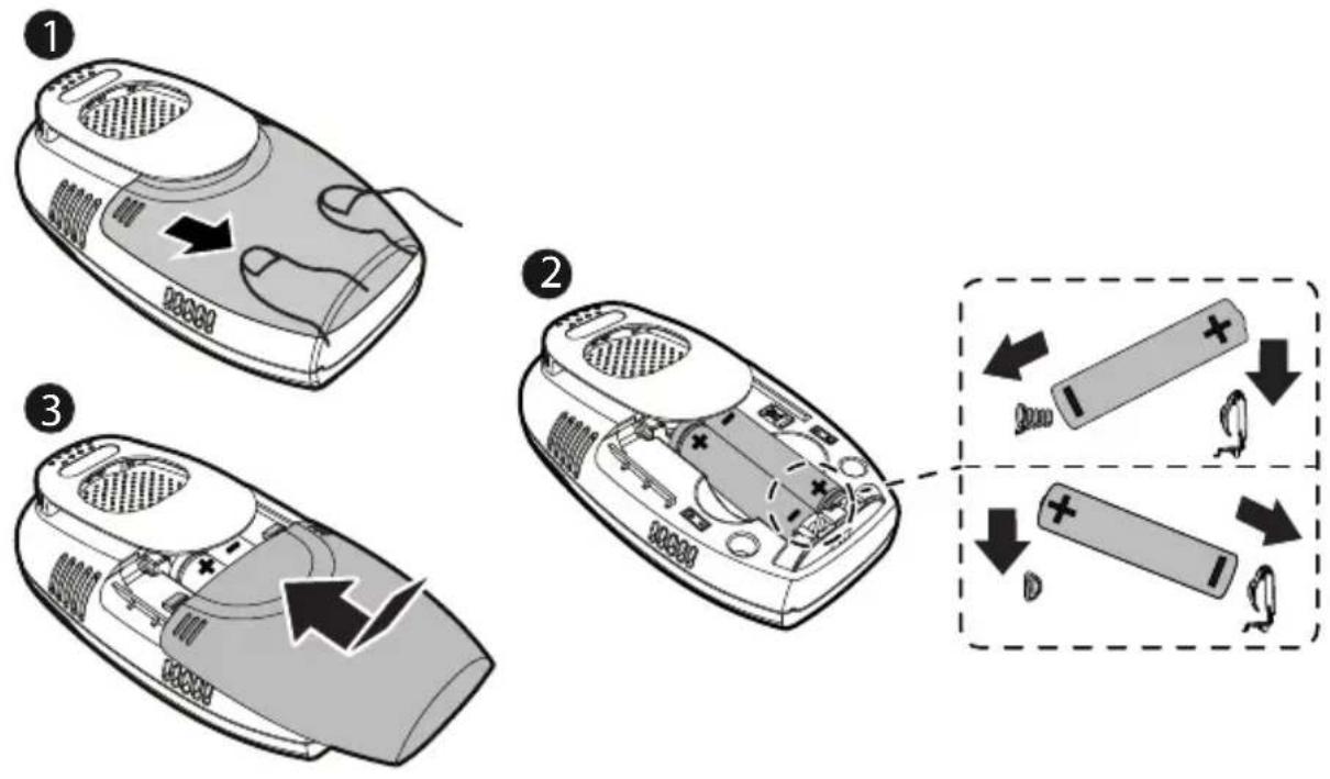 GIGASET Baby 100 Audio - Inserimento delle batterie nell'unità bambino - 1