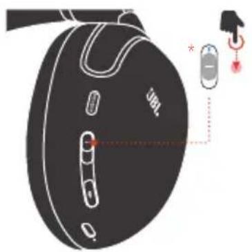 Diagram of a device with labeled ports and connection points, including a highlighted switch and red circular indicator.