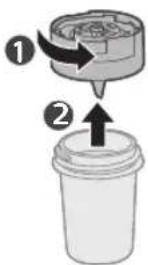 Diagram showing a device with labeled parts, including numbered arrows indicating process steps.