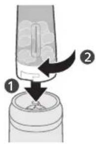 Diagram showing a device with labeled parts, including a brush and a base component with arrows indicating direction.