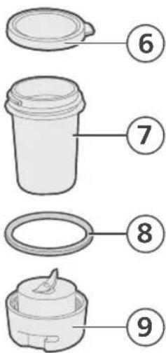Diagram showing labeled parts of a food container with numbered parts 6, 7, 8, and 9.