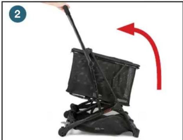 Joovy Boot X2 - ADVERTENCIA: Mantenga a los niños alejados del carrito de compras@mildas se desdobla. SIempre asegúrese de que el mecanismo de bloqueo está completeness enganchado cuando el carrito de compras esté en la posicón abierta.Esta acción evitará que se collapse. Posible peligro de pellizco: tengacuidado cuando desdoble el carrito de compras. - 2