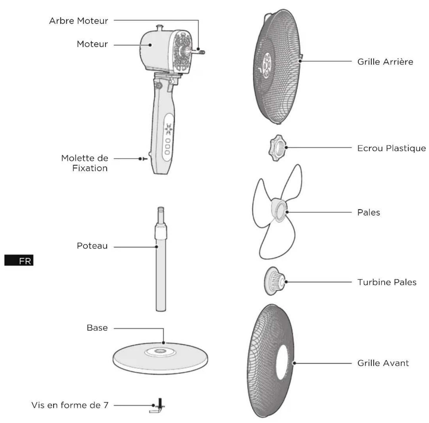 MIDEA MFS400M0APW0 - Nom des Composants - 1