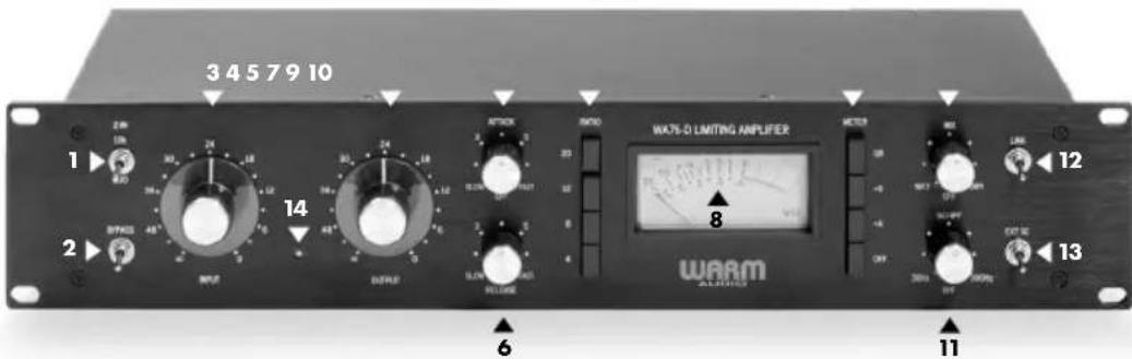 Warm Audio WA76D2 - CONTROLES - PANEL FRONTAL [WA76-D: CANAL ÚNICO] - 1