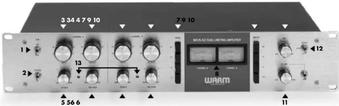 Warm Audio WA76A - CONTROLS - FRONT PANEL [WA76-A2: DUAL-CHANNEL] - 1