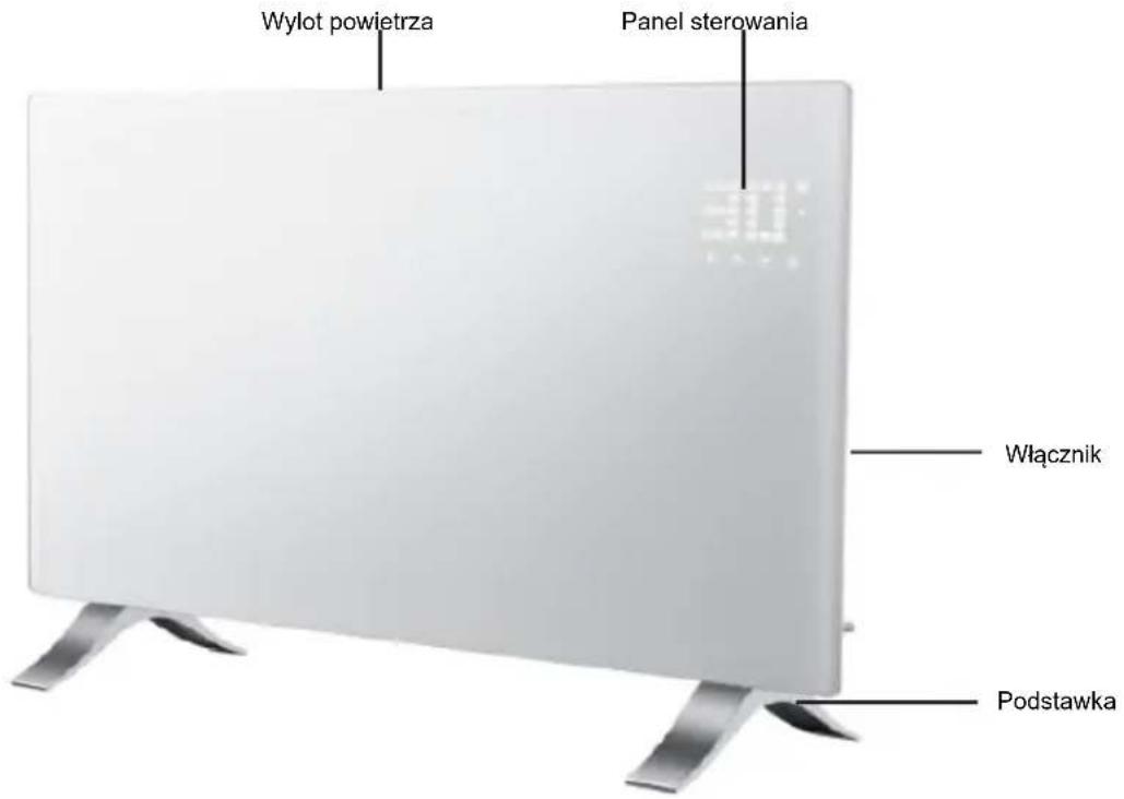 Wylot powietrza Panel sterowania Włącznik Podstawka