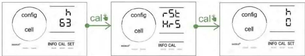 ZODIAC eXPERT pH - Displaying and resetting the number of operating hours of the cell or the pH pump - 1