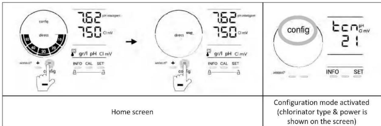 ZODIAC eXPERT pH - Accessing Configuration mode - 1