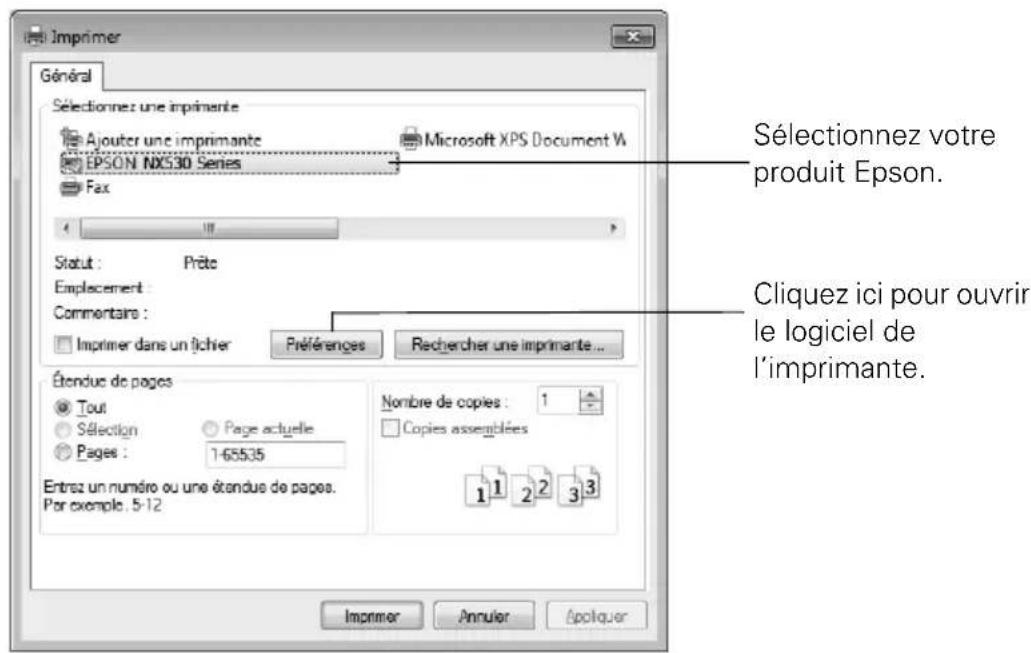 EPSON Stylus NX530 - Impression sous Windows - 1