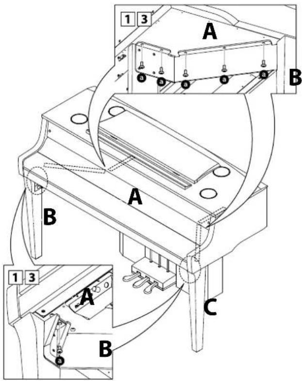 KAWAI Novus NV10S - Fixation de l'unité principale au support - 1