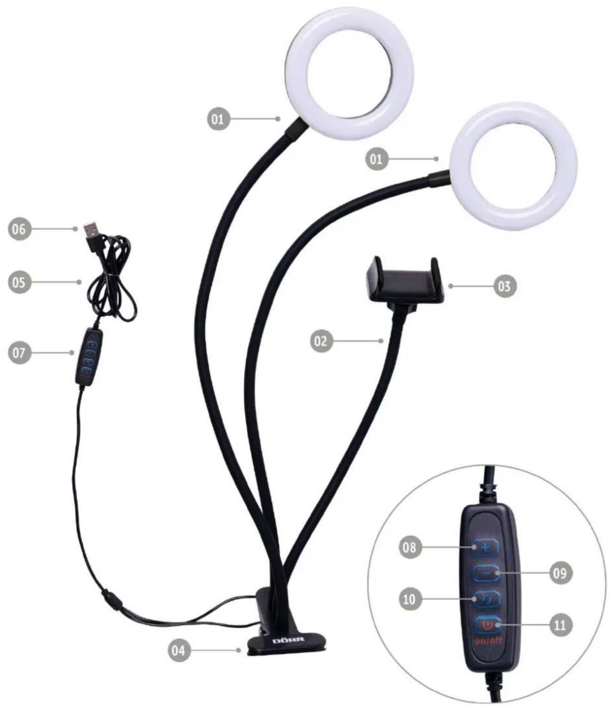 Dörr SLR12 - LED SELFFIE 2-ER RINGLIGHT BI-COLOR - 2