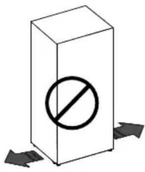 Diagram showing a prohibition symbol inside a rectangular box with arrows indicating direction or flow, suggesting a restriction or prohibition.