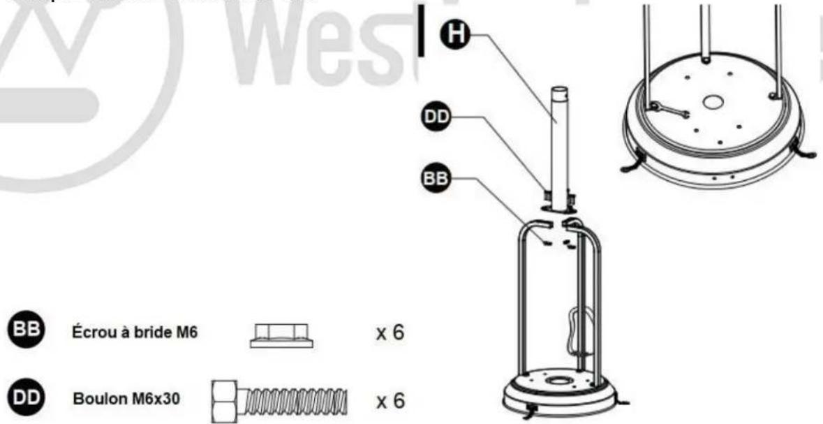 West H DD BB BB Écrou à bride M6 x 6 DD Boulon M6x30 x 6