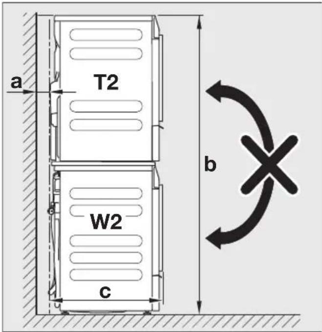 MIELE WTV 601 - Dimensions de la colonne lavelinge/sèche-linge - 1