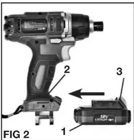 Genesis GLID12B - INSTALLING OR REMOVING THE BATTERY PACK (FIG 2) - 1