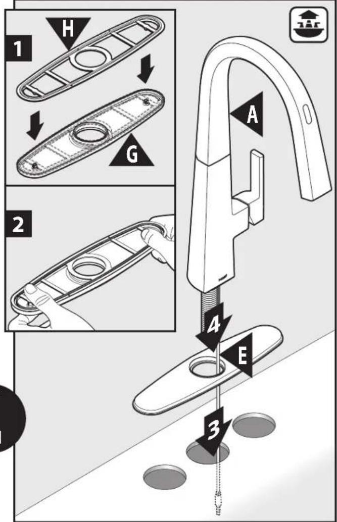Moen Nio S75005EV2BLS - 2B Three Hole Application / Aplicacion de tres agujeros / Installation sur trois ouvertures - 1