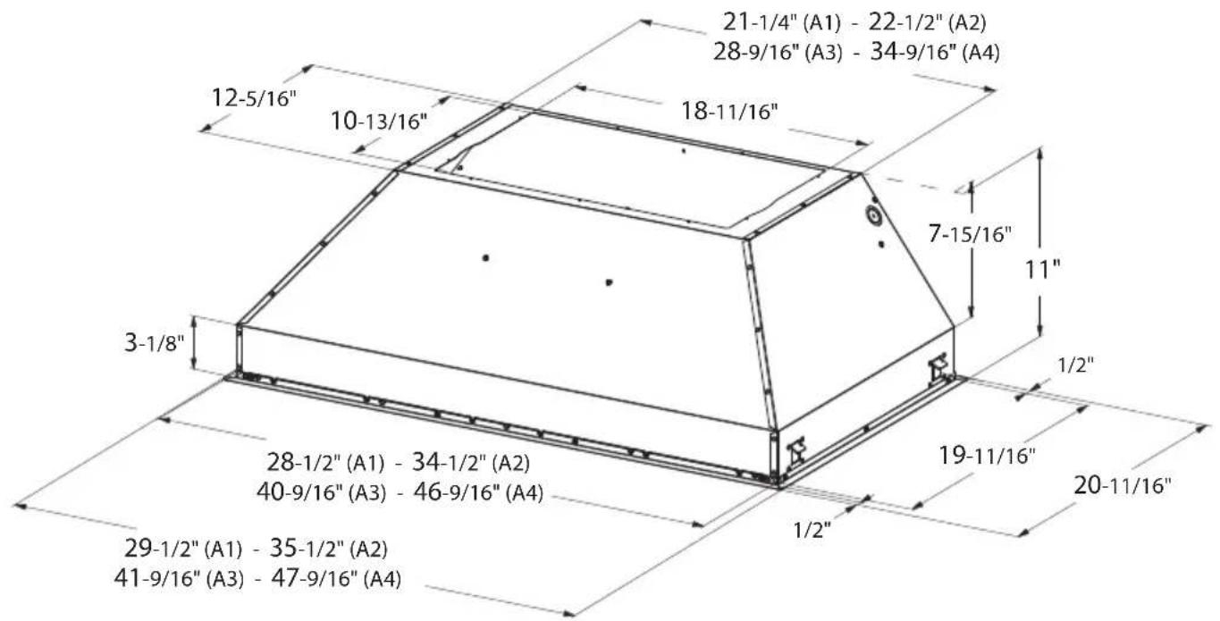 FABER INPL4822SSNBB - DIMENSIONS DE LA HOTTE - 1
